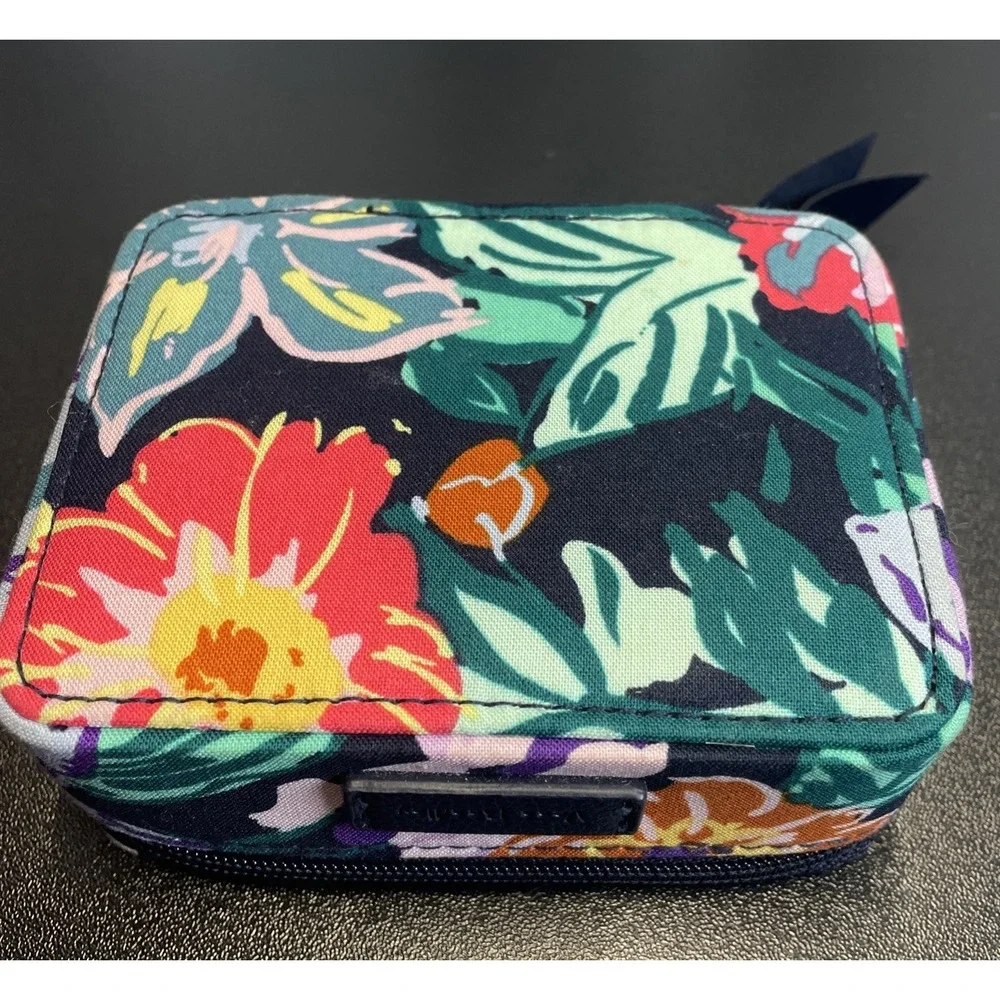 Vera Bradley Travel Pill Case Palm Floral Blue Pink Multicolor Lilac Organizer
